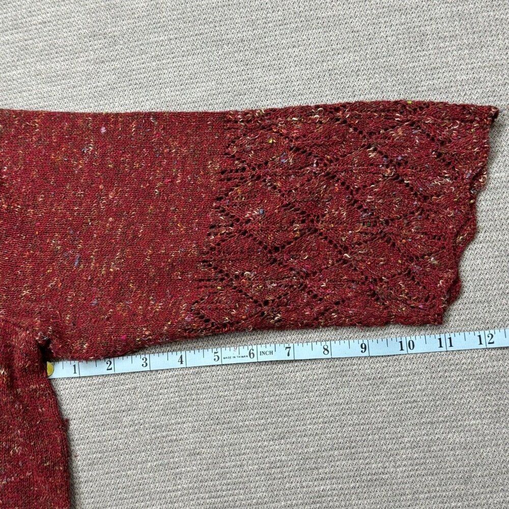 CJ Banks Cardigan Sweater Womens Sz 1X Rust Burgundy One Button 3/4 Sleeve Lace - Picture 12 of 16